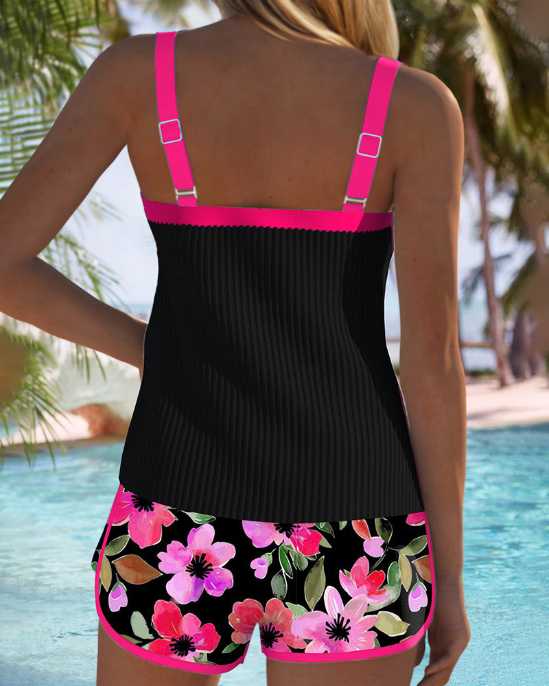 Maren | Top de baño tipo tankini con conjunto de boxer floral