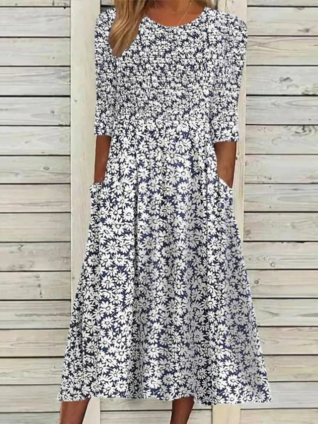 Francesca | Vestido Midi Floral con Bolsillos
