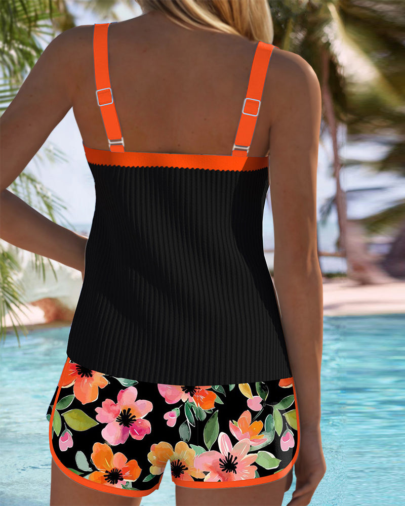 Maren | Top de baño tipo tankini con conjunto de boxer floral