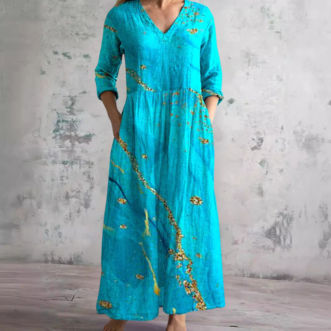 Alyvia | Vestido de Verano con Escote en V y Patrón Floral