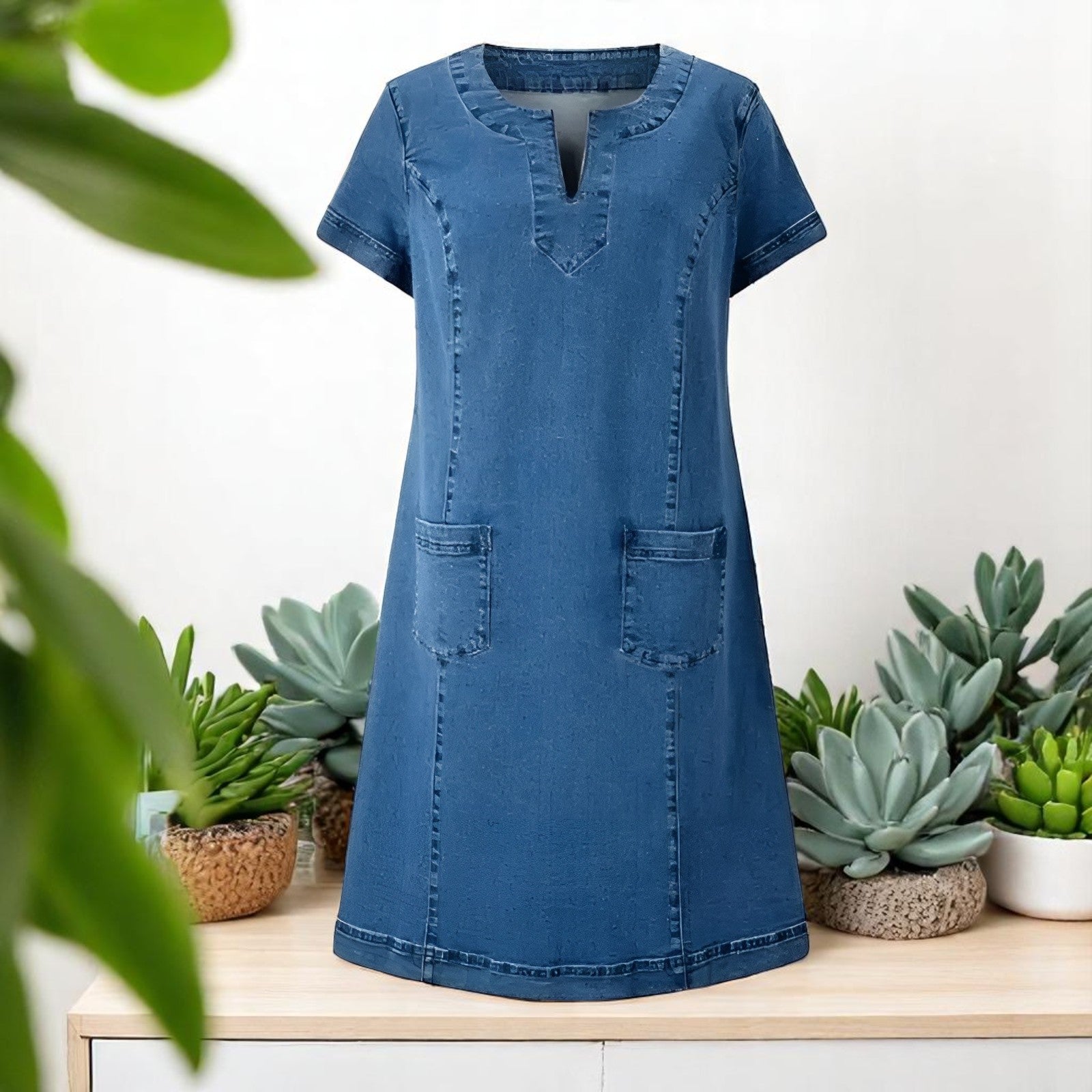 Romy | Vestido de Denim Suave con Bolsillos Frontales