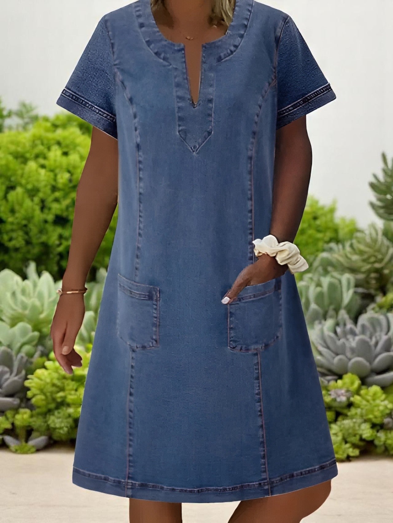 Romy | Vestido de Denim Suave con Bolsillos Frontales