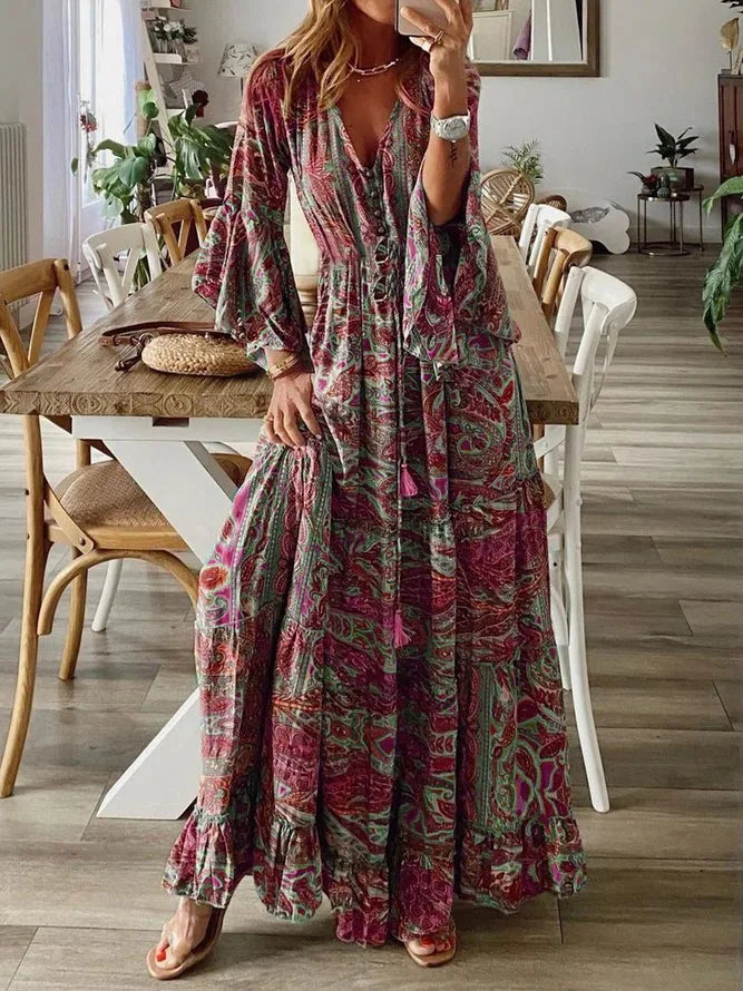 Charlotte | Vestido Maxi Bohemio con Escote en V