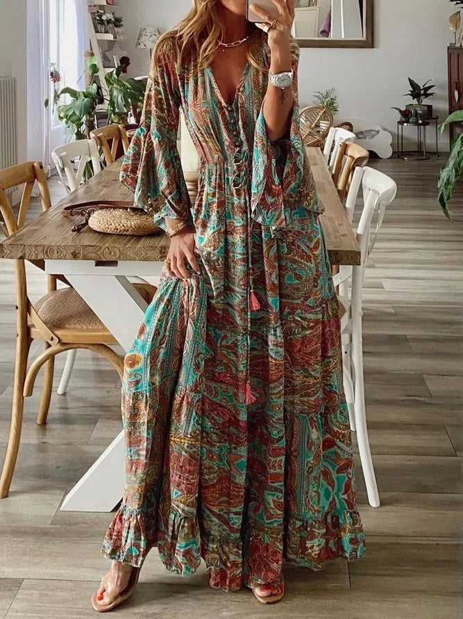 Charlotte | Vestido Maxi Bohemio con Escote en V